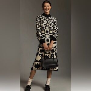 NWT Farm Rio Long-Sleeve Mock-Neck Midi Sweater Dress Sz XL Petite Anthropologie